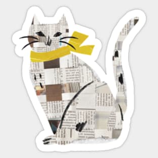 newspaper cutting cat Sticker